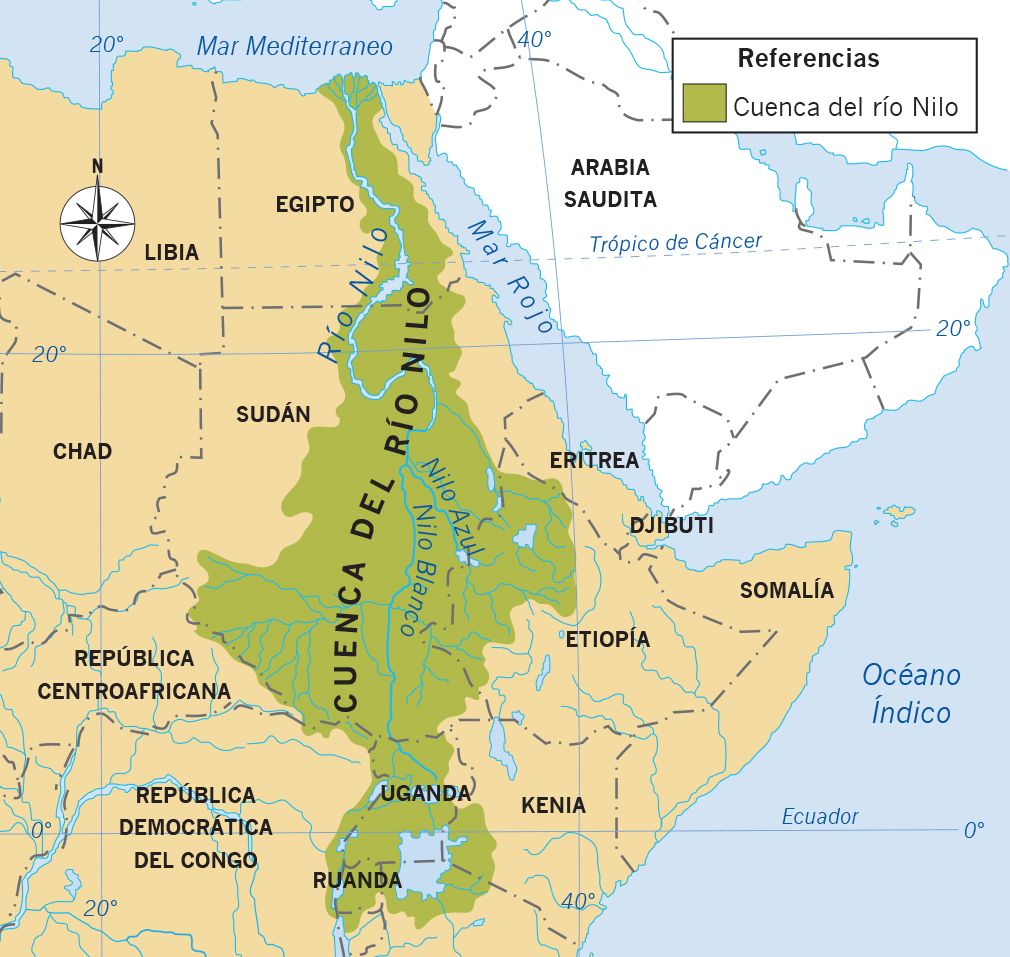 Imagen Mapa de la cuenca del río Nilo